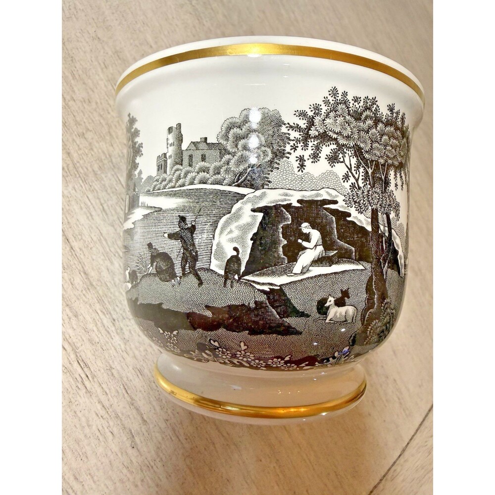 Vintage‎ Spode Copeland Black White Italian Cache Pot Planter Made England MCM